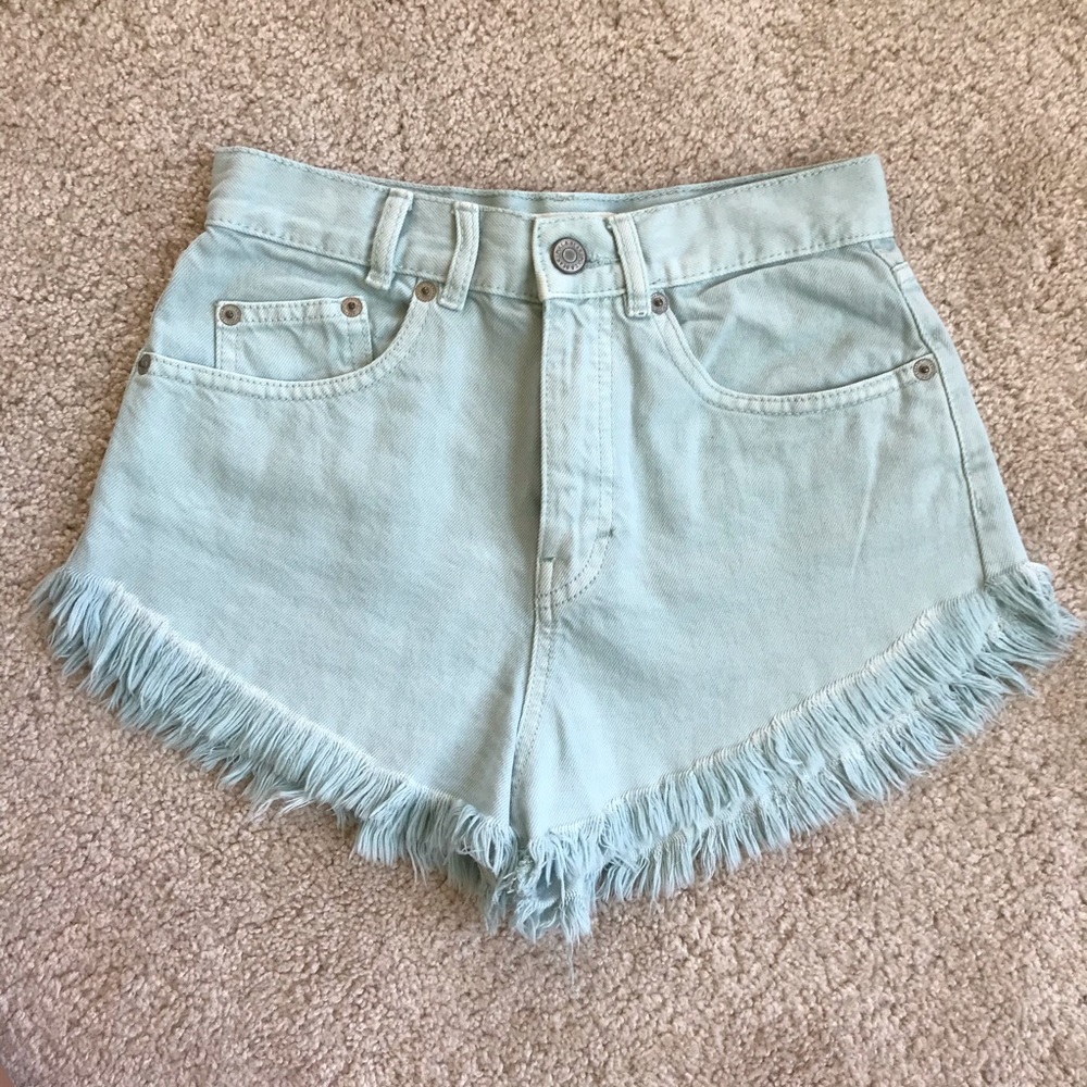 aqua high waisted denim shorts